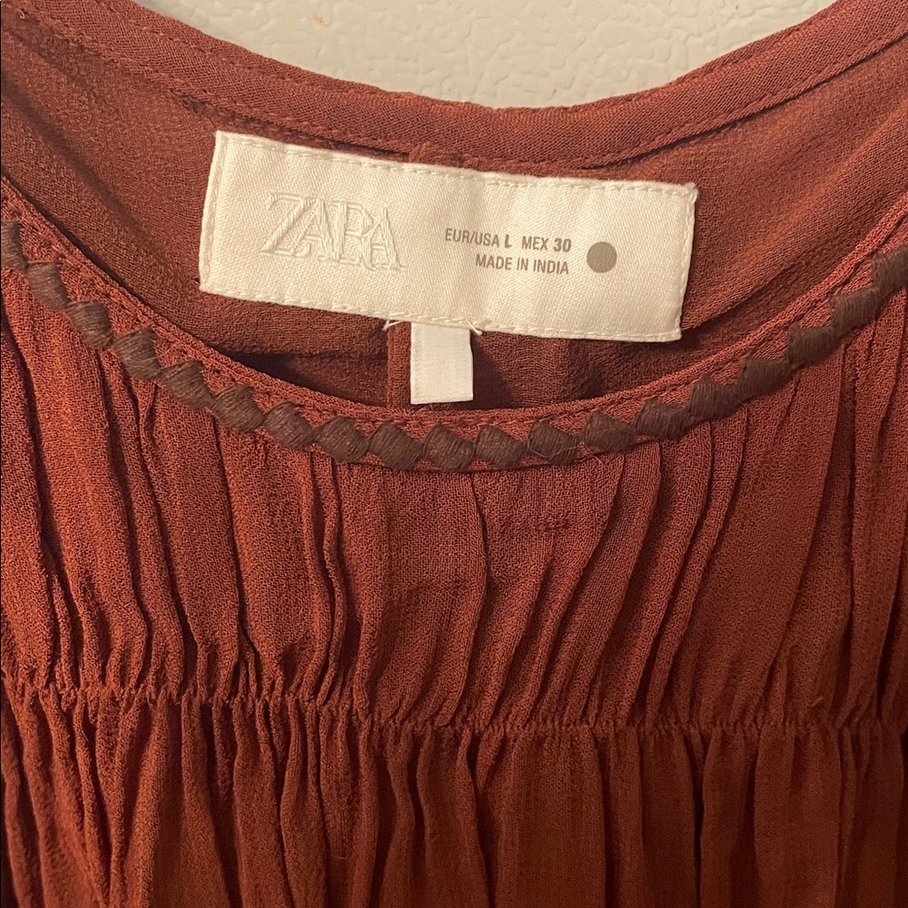 Zara Large ZW Collection Embroidered‎ Dress Boho Whimsical Garden Floral Fairy - Picture 6 of 12